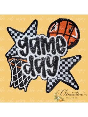 XXL Basketball Game Day Checkered Iron-on Patch